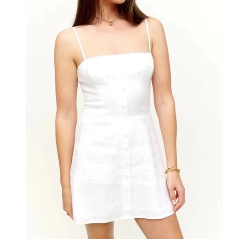 Reformation Huckleberry Linen Dress in White Size 4
